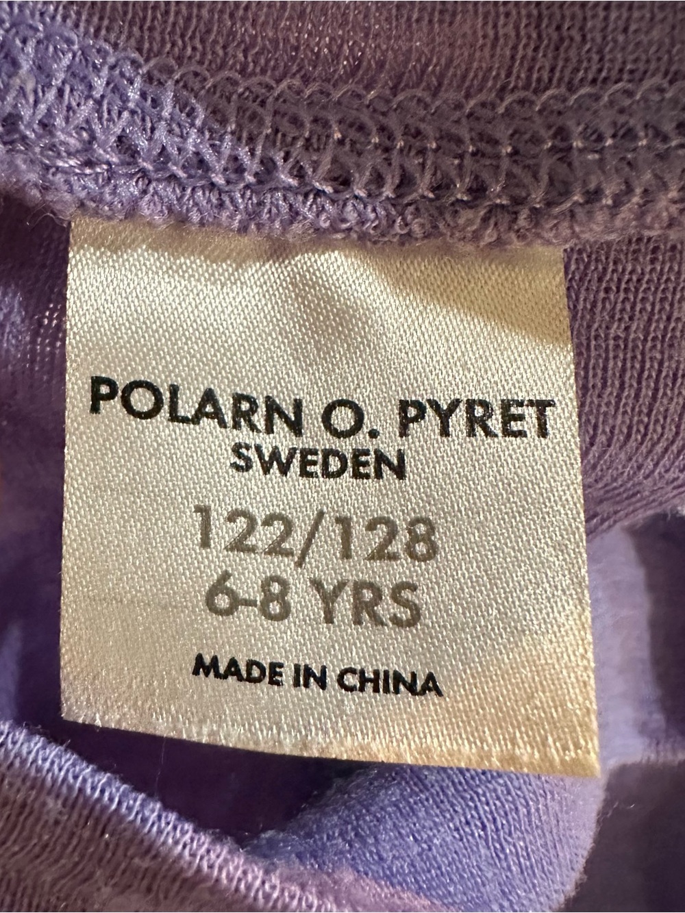 Polarn O. Pyret Purple Unisex Merino Wool Base Layer Shirt Size 6-8Y - Picture 7 of 8